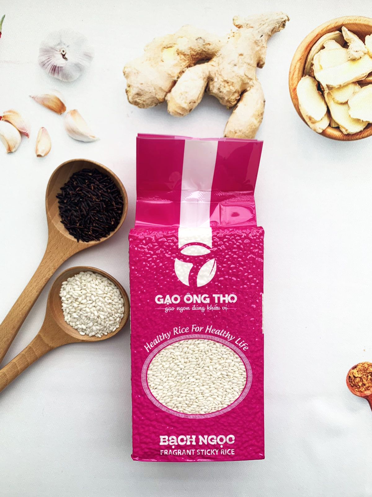 [HCM]Gạo Ông Thọ Bạch Ngọc 1kg - nếp đặc sản