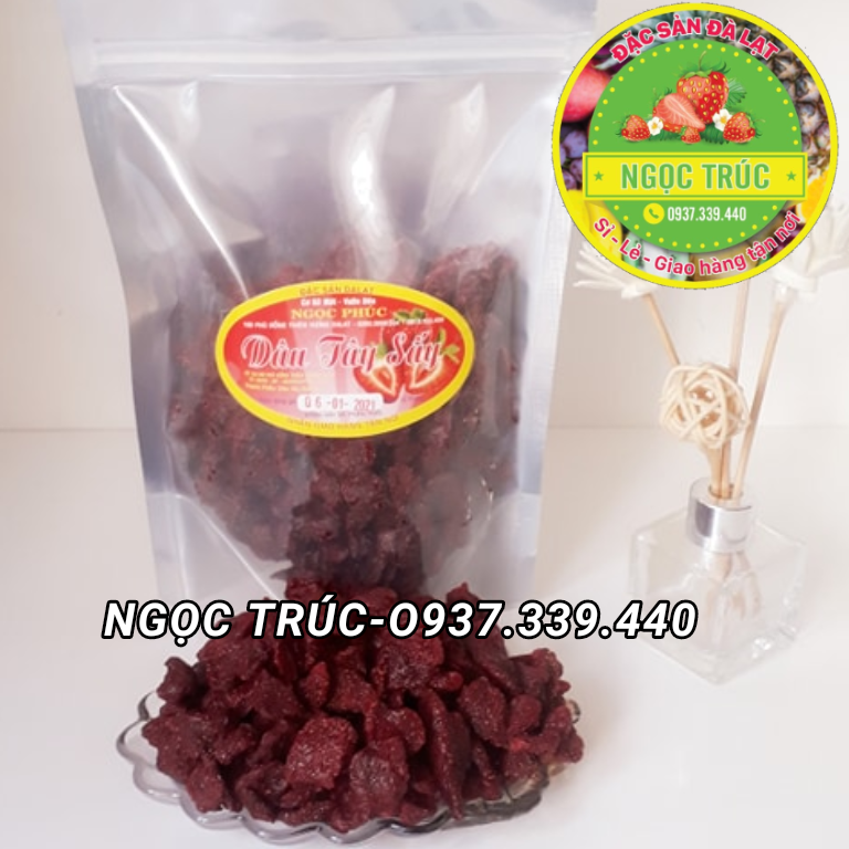 DÂU TÂY SẤY-- -ĐẶC SẢN ĐÀ LẠT- ĂN LÀ MÊ -  TÚI ZIP 500G