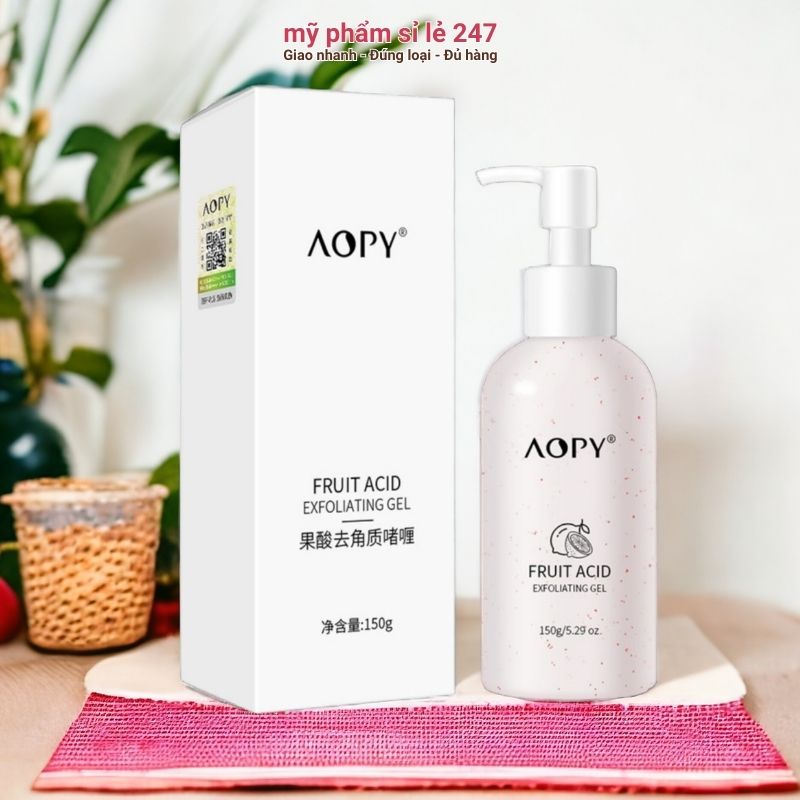 Tẩy tế bào chết body toàn thân và da mặt AOPY 150g gel tẩy da chết da mặt se khít lỗ chân lông AO271