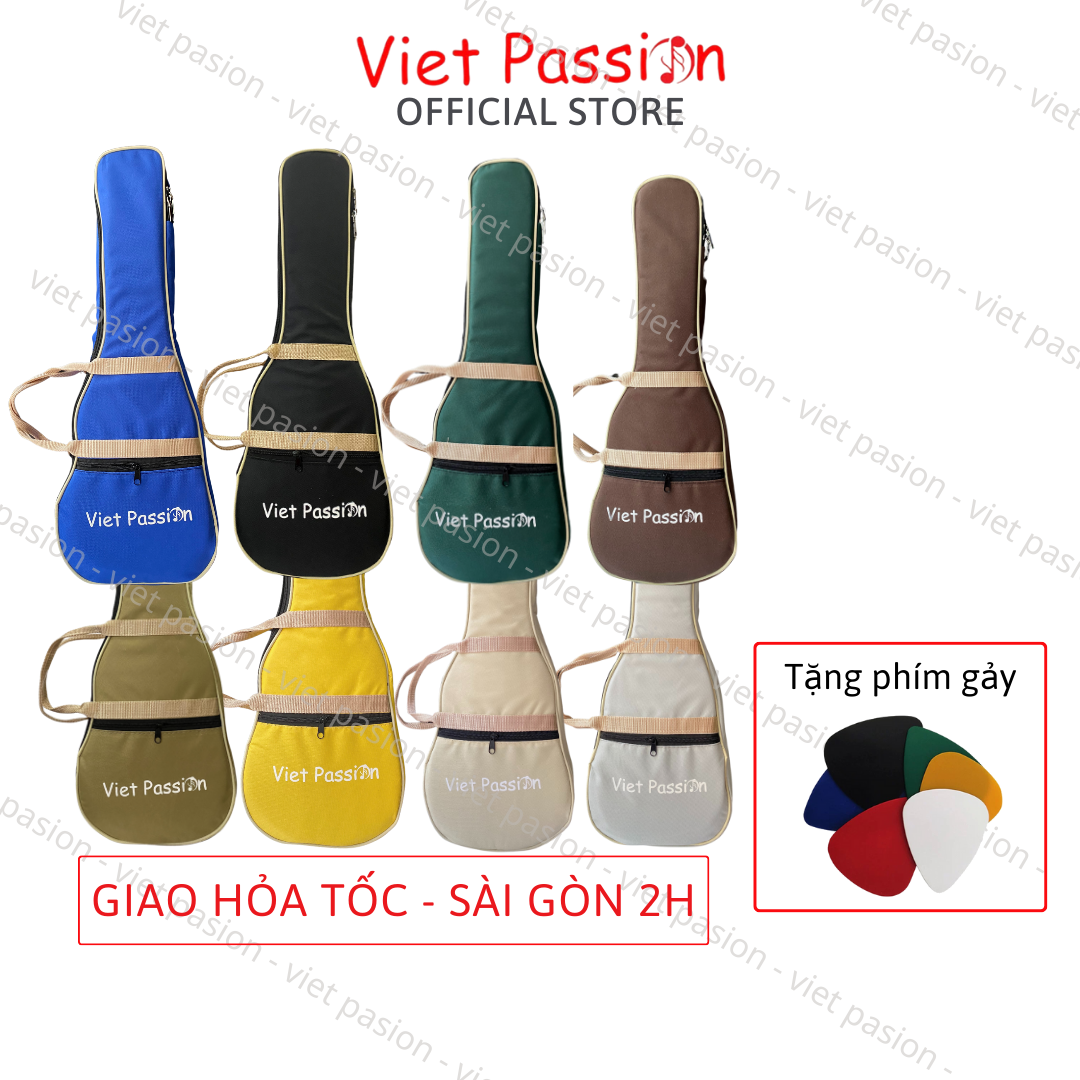 Bao đàn ukulele 4 lớp chống nước nhiều màu túi đựng cho đàn soprano 21 inch concert 23 tenor 26 Viet Passion HCM