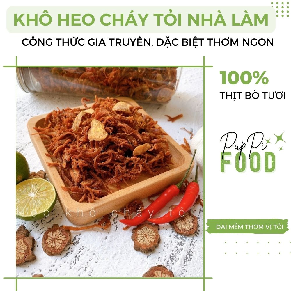 500g Khô Heo Cháy Tỏi Nhà Làm Siêu Ngon - 100% Thịt Heo Nguyên Chất