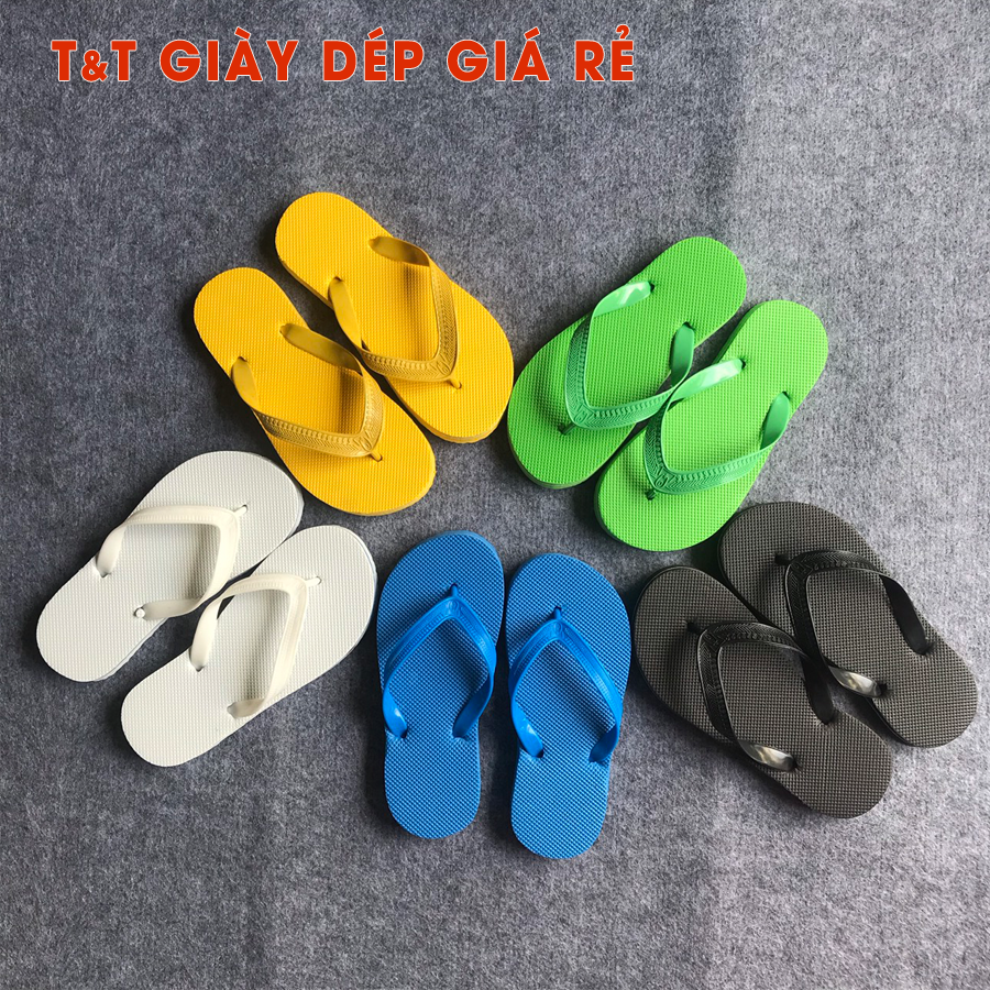 Combo 5 đôi dép xốp quai kẹp (Xanh đậm+Trắng-Đen+Vàng+Xanh lá)