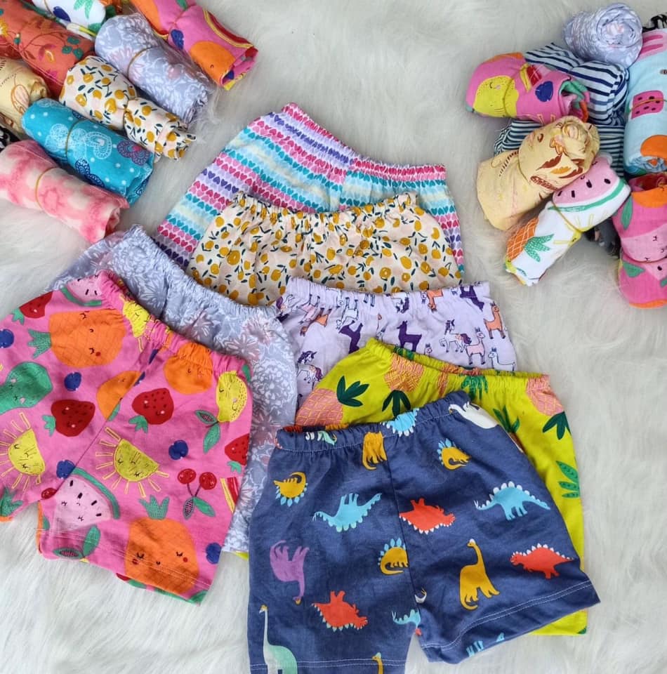 VTCS3008 - Combo 10 quần đùi chục cotton in họa tiết cho bé trai,bé gái