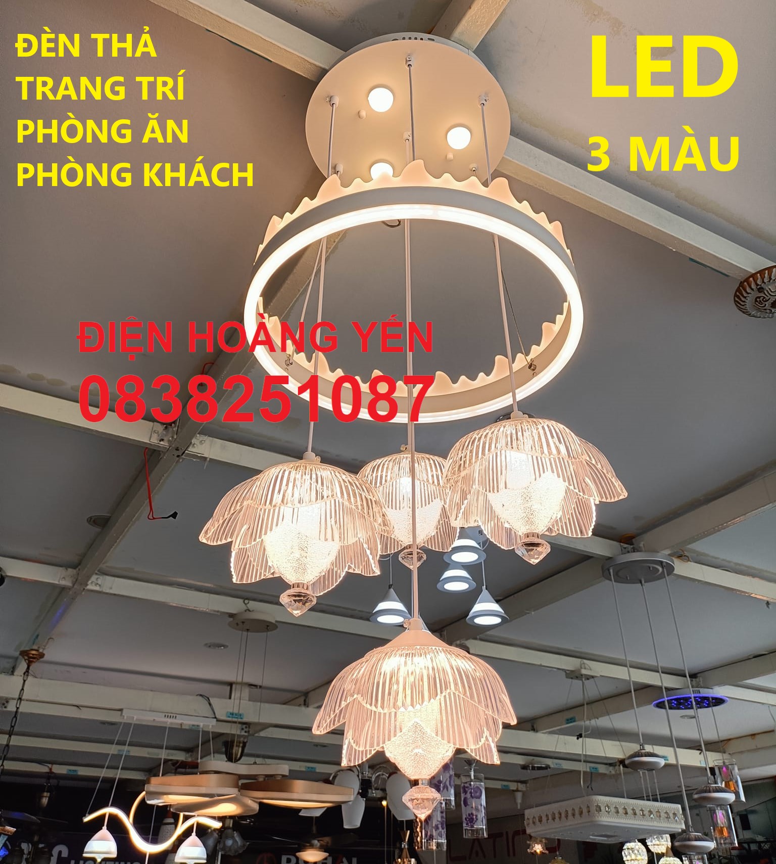 Đèn thả led trang trí led 3 màu