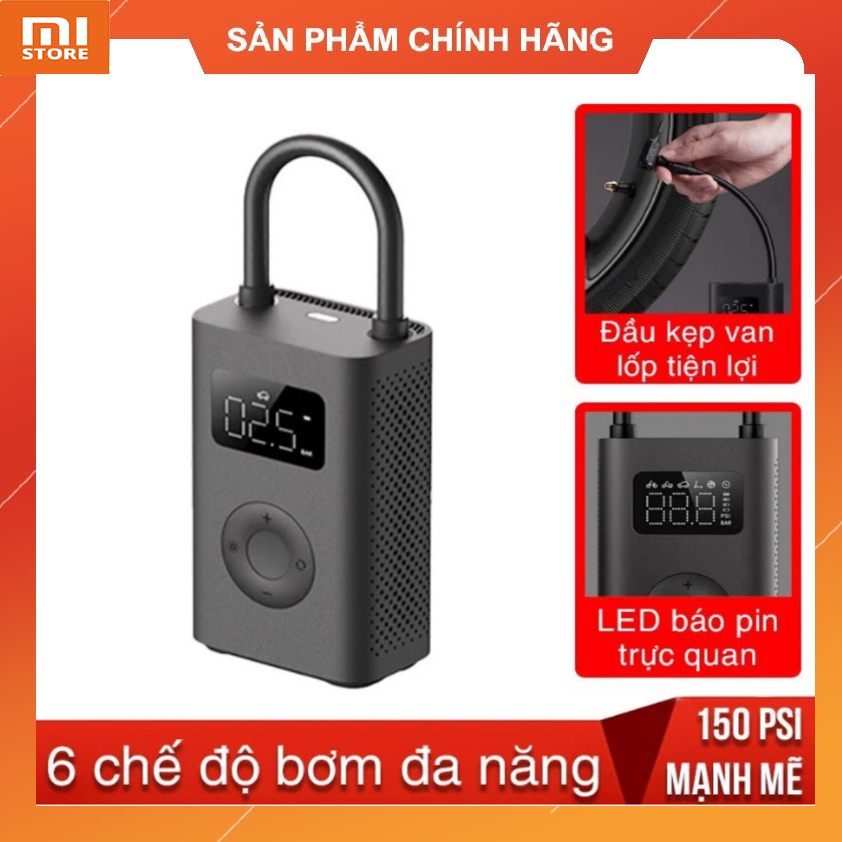 Máy bơm lốp xe ô tô cầm tay đa năng Xiaomi Mijia Bicycle Pump 2S - Mi Bicycle Pump 2 Model MJCQB06QW