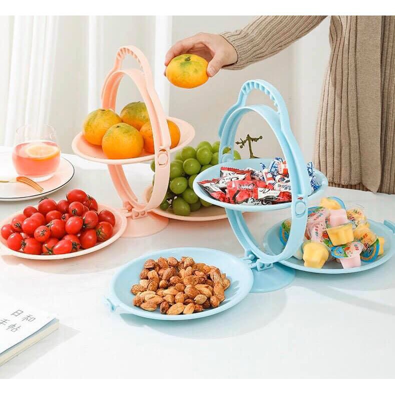 Khay đựng trái cây bánh kẹo hoa quả 3 tầng gấp gọn ngày tết mẫu mới 2021