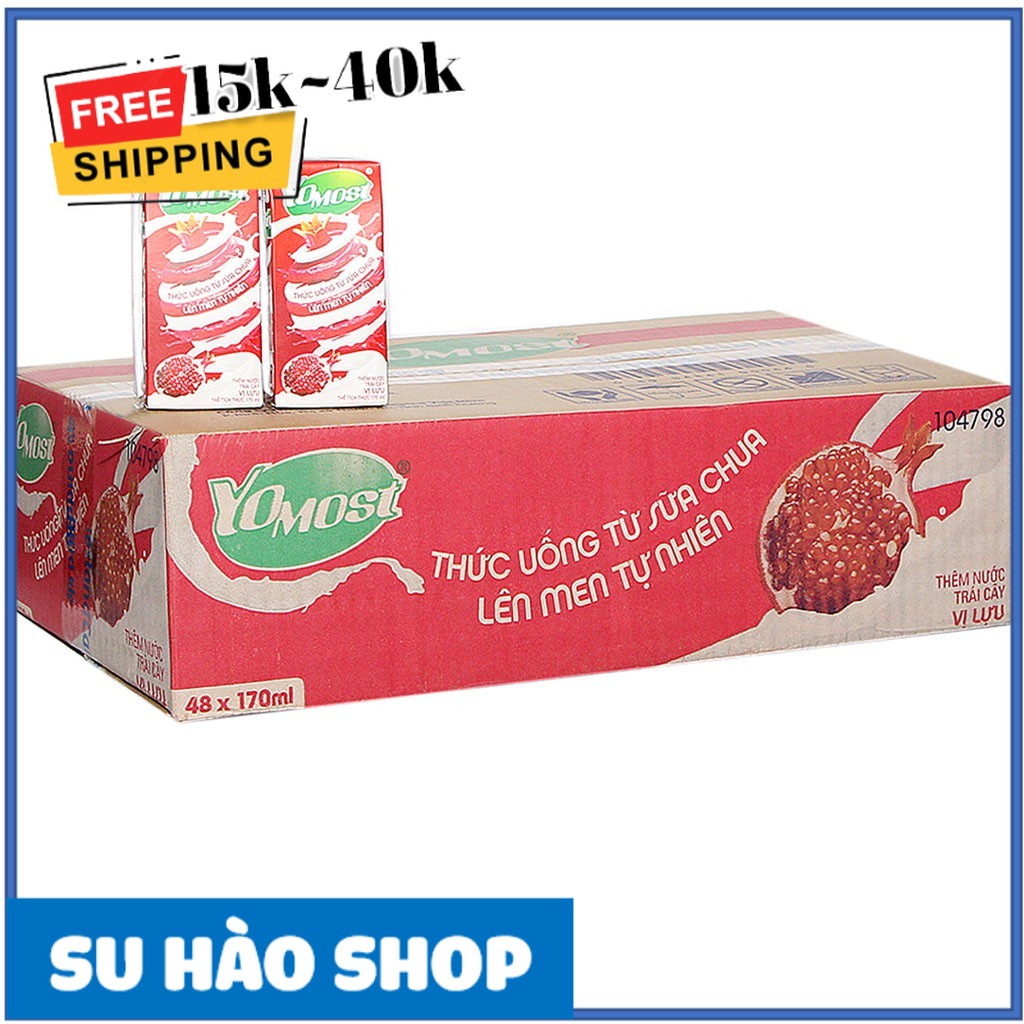 [HCM]24 Hộp Sữa Chua Lên Men Tự Nhiên Yomost Vị Lựu (24x170ml)