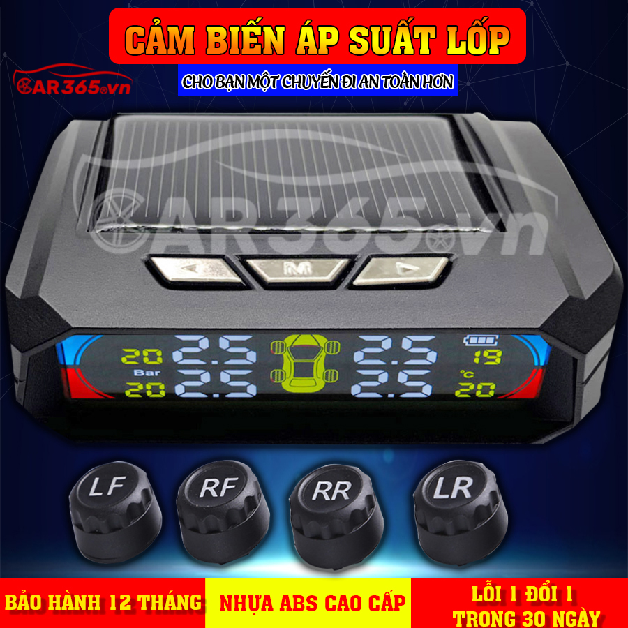 Cảm biến áp suất lốp ô tô van ngoài CAR365 phiên bản quốc tế mới, Chip xử lý cao cấp của Đức, màn hình LCD màu hiển thị thông số, cảnh báo hình ảnh và âm thanh, Sử dụng pin sạc và pin mặt trời bền bỉ an toàn - CAR38