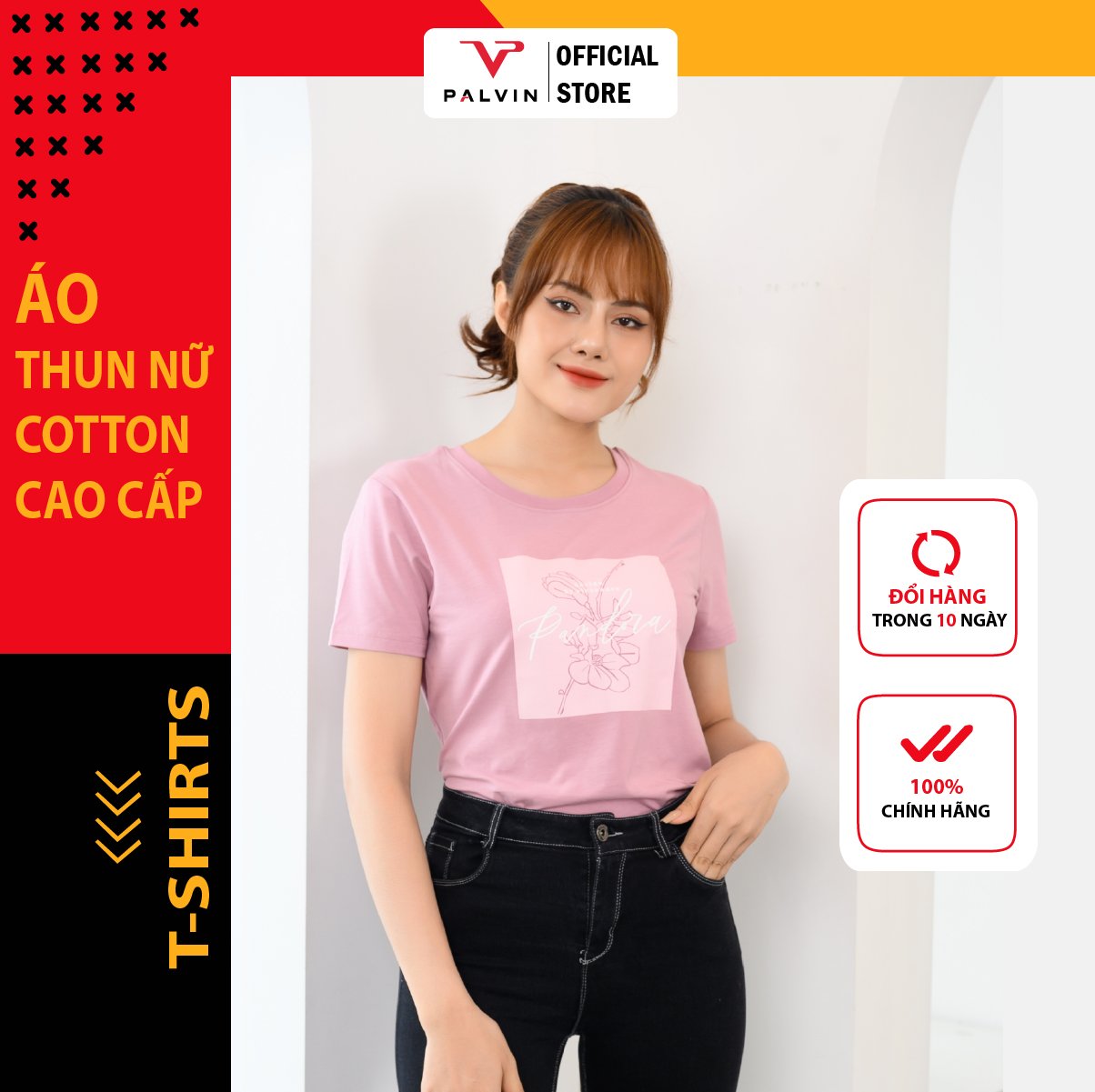 Áo phông nữ palvin, áo phông nữ cao cấp, form ôm vừa, co giãn 4 chiều - h2ats04
