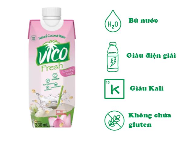 1 HỘP NƯỚC DỪA VICO FRESH - VỊ SEN 330ML