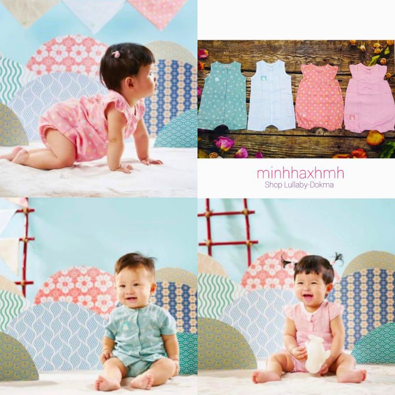 [Lullaby] Bộ áo liền quần-Romper, Body- chất liệu xô mềm, mát, thấm hút tốt (3-12m)