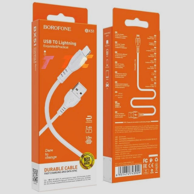Dây Cáp Sạc Nhanh iphone TTC . Dây Cáp Sạc Nhanh Lightning Borofone BX51 / day sac dien thoai