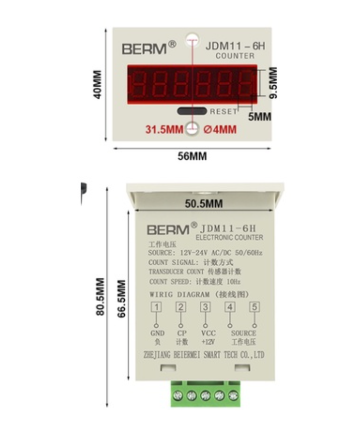 Bộ đếm counter jdm11-6h - berm - 24vdc/ac