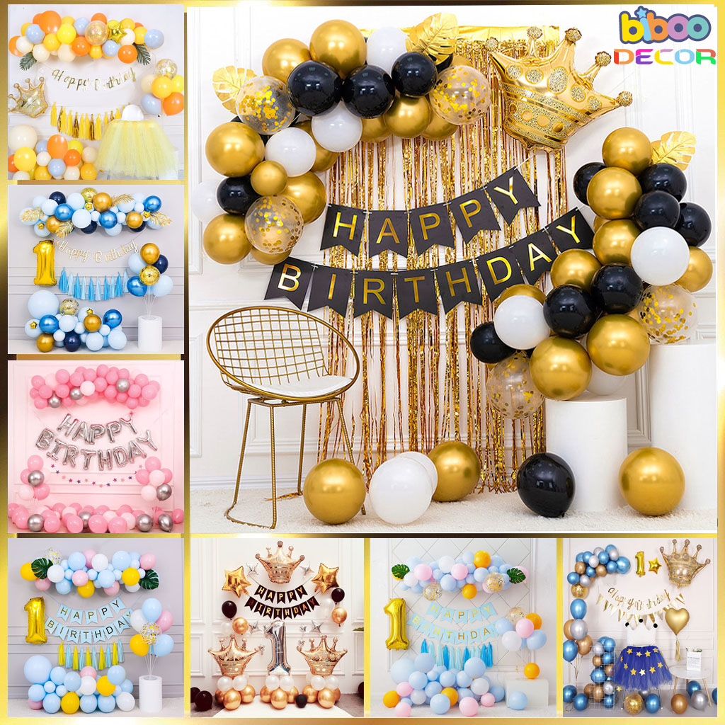 [TẶNG NGAY BÓNG TUỔI] Combo set bóng bay trang trí sinh nhật, trang trí thôi nôi, trang trí đầy tháng bé trai bé gái - BiBoo Decor 2