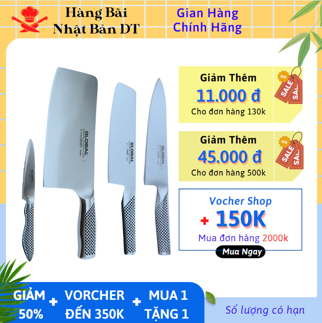 Bộ dao làm bếp cao câp nhật bản siêu săc Global chất thép không gỉ - Hàng bãi nhật bản
