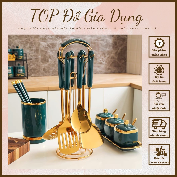 Bộ dụng cụ muôi muỗng nhà bếp 7 món cao cấp 304 không gỉ
