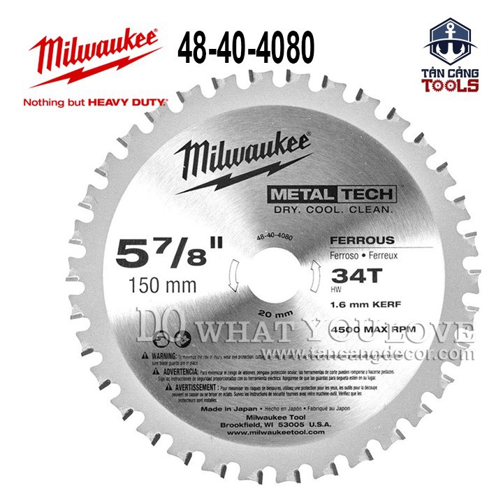 Lưỡi cắt kim loại hợp kim 150 x 20 mm x 34t milwaukee 48 - 40 - 4080