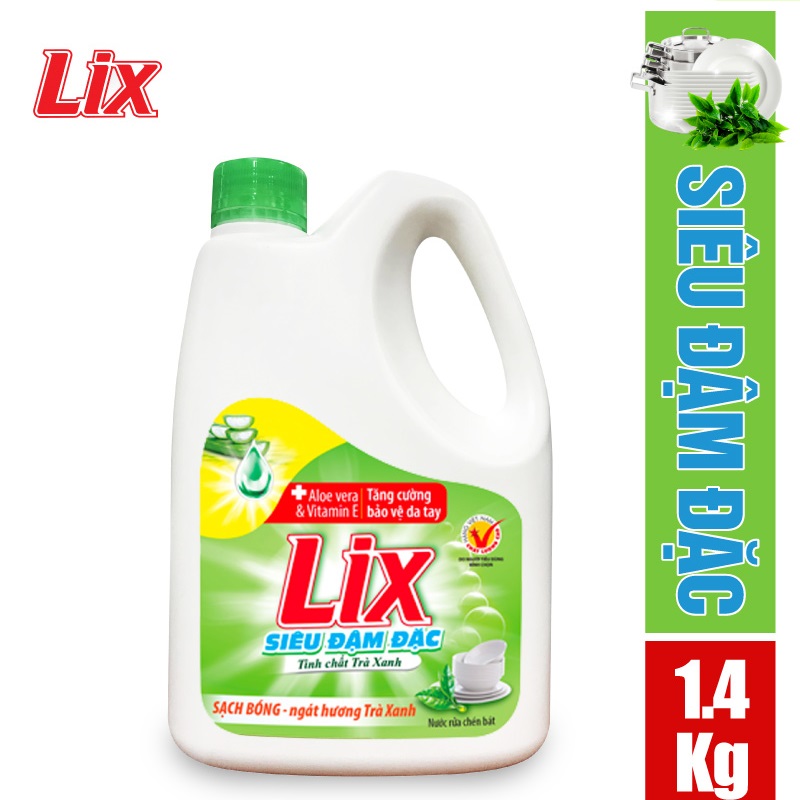 Nước rửa chén LIX siêu đậm đặc hương trà xanh 1.4kg NT140