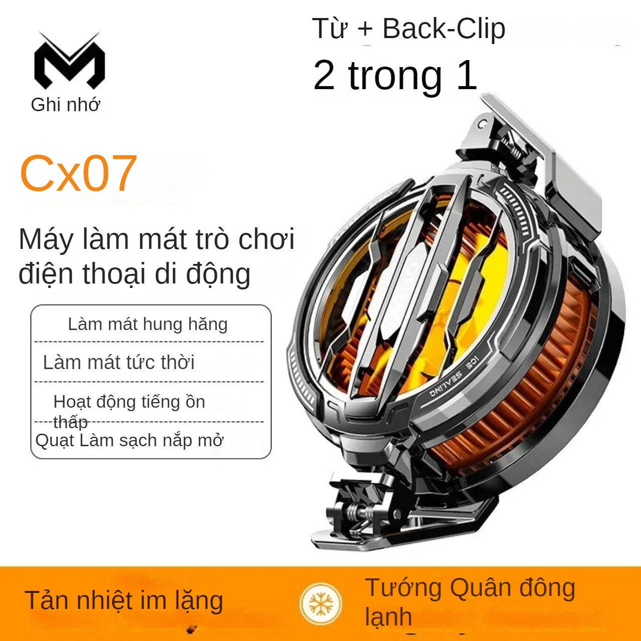 Quạt tản nhiệt điện thoại sò lạnh MEMO CX07 thế hệ mới làm lạnh đóng băng chống ồn led rgb từ tính ngàm kẹp livestream hỗ trợ tăng fps gaming liên quân PUBG FF giảm giật lag tăng tuổi thọ pin