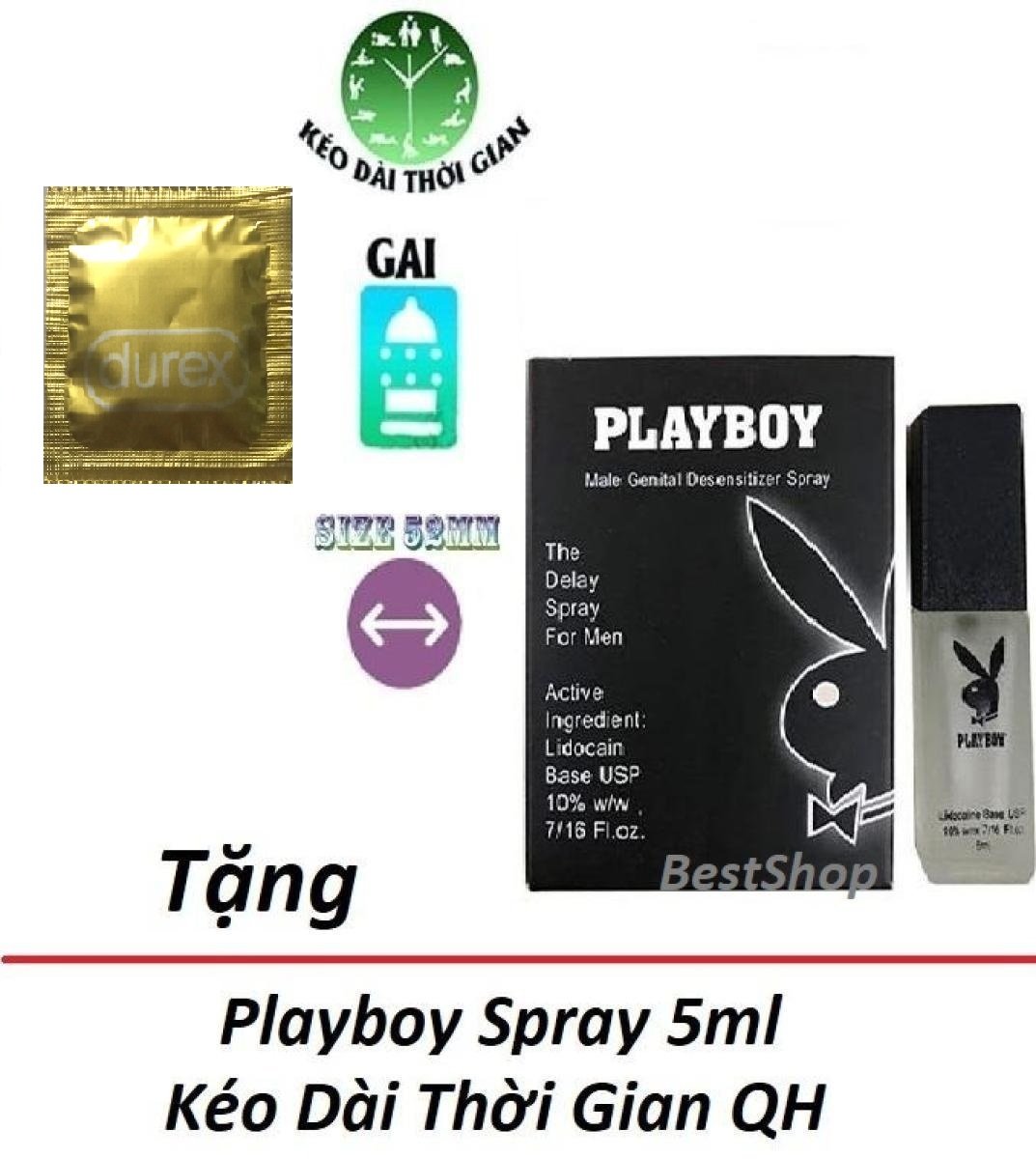 Combo 1 Chiếc bao cao su Durex tặng 1 chai xịt Play boy 5ml