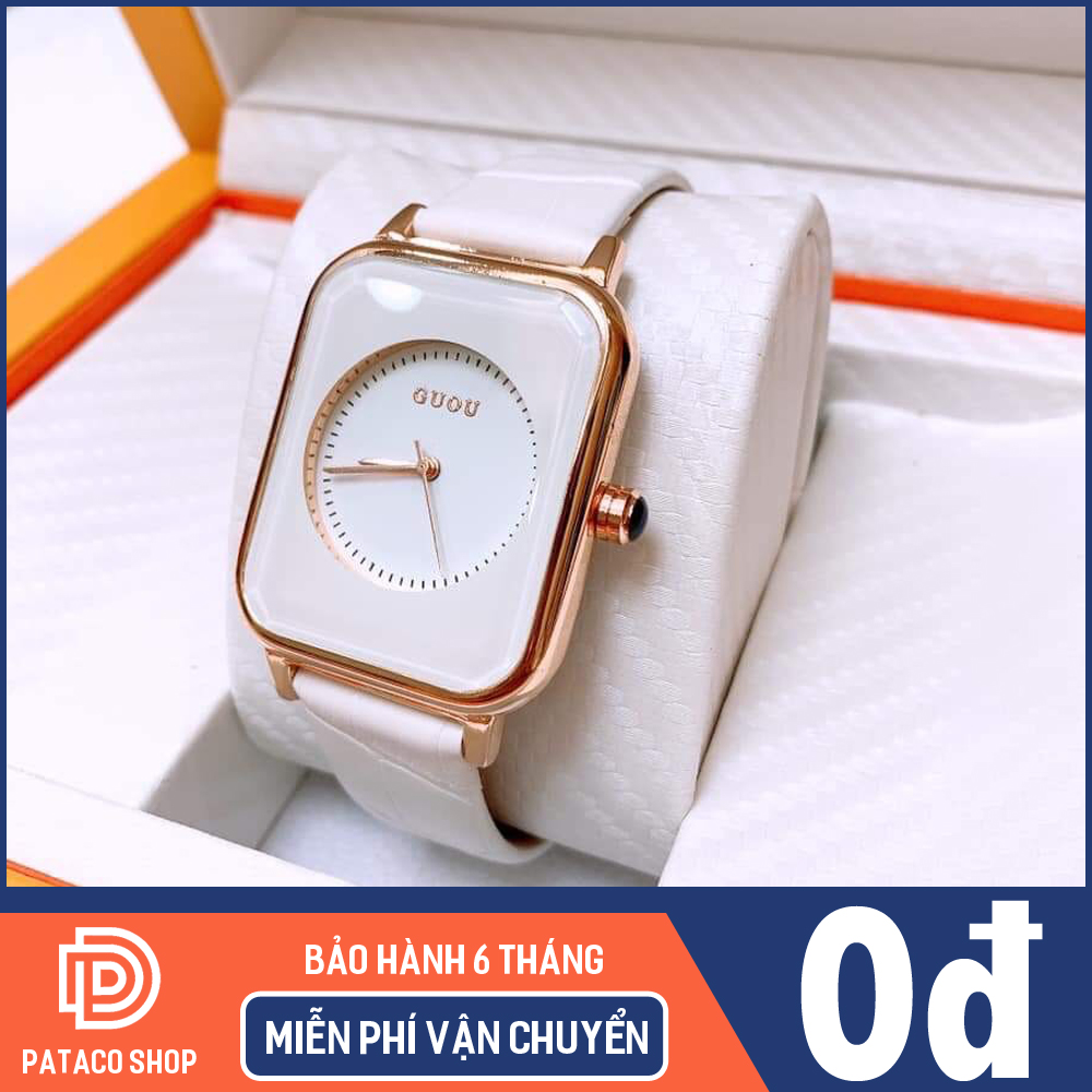 Đồng hồ nữ dây da GUQI G124 mặt chữ nhật cực hot chống nước tốt, bảo hành 6 tháng