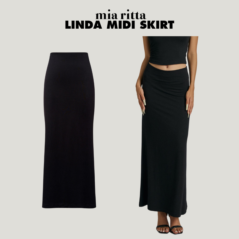 Chân váy Linda Midi Skirt Mia Ritta V1036 chân váy midi dáng dài thun mềm mịn ôm sát kéo dài chân