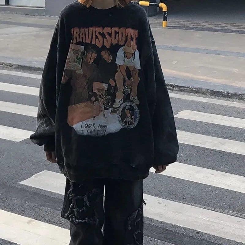 [ẢNH THẬT CẬN CHẤT ] ÁO SWEATER NỈ LOANG TRAVIS SCOTT UNISEX FORM RỘNG (ẢNH THẬT Ở CUỐI)