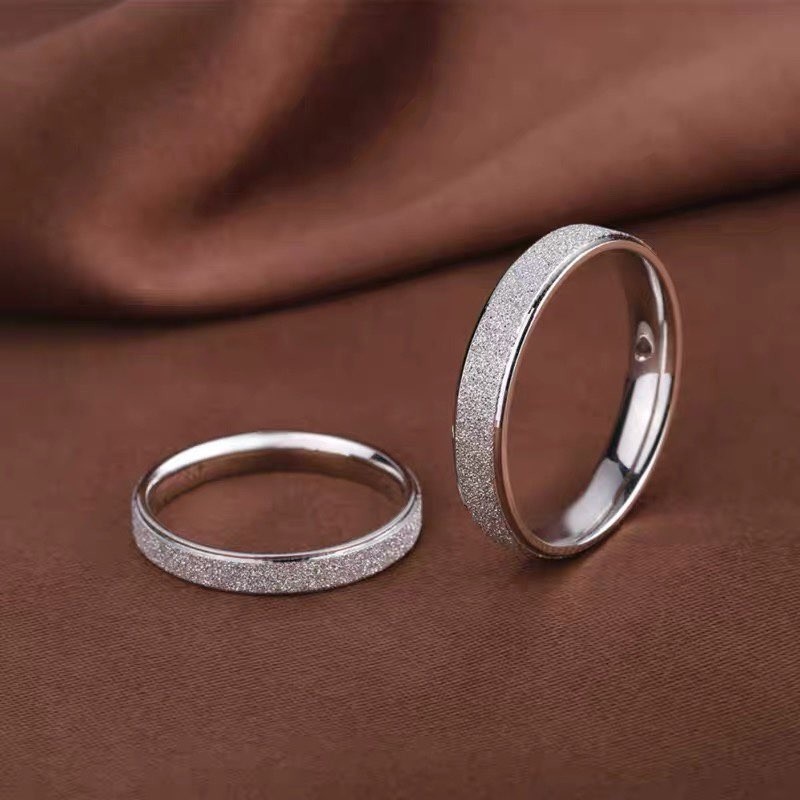 [Mã SKAMSALE8 giảm 10  đơn từ 200K] Nhẫn bạc khắc chữ nam nữ mặt nhám