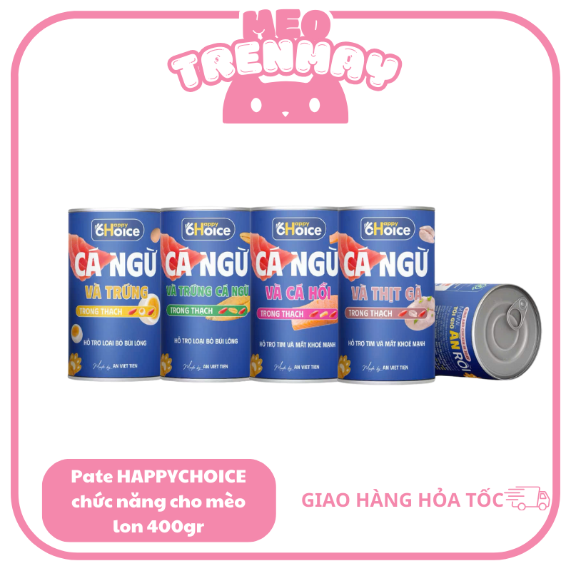 [Freeship] Pate HAPPYCHOICEhỗ trợ chức năng cho mèo - lon 400gr pate cho mèo | meotrenmay