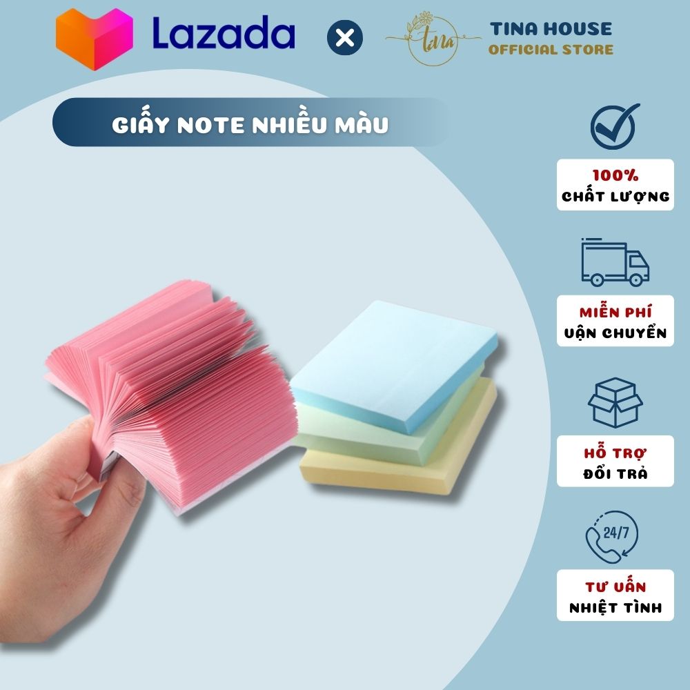 Giấy note ghi chú nhiều màu sắc giấy ghi nhớ đánh dấu tiện lợi 100 tờ