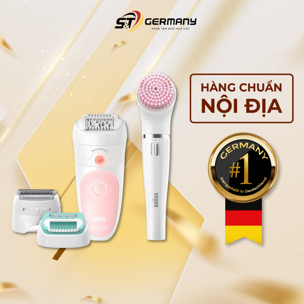 Set máy nhổ lông, cạo lông và máy rửa mặt BRAUN Silk-épil 5 5