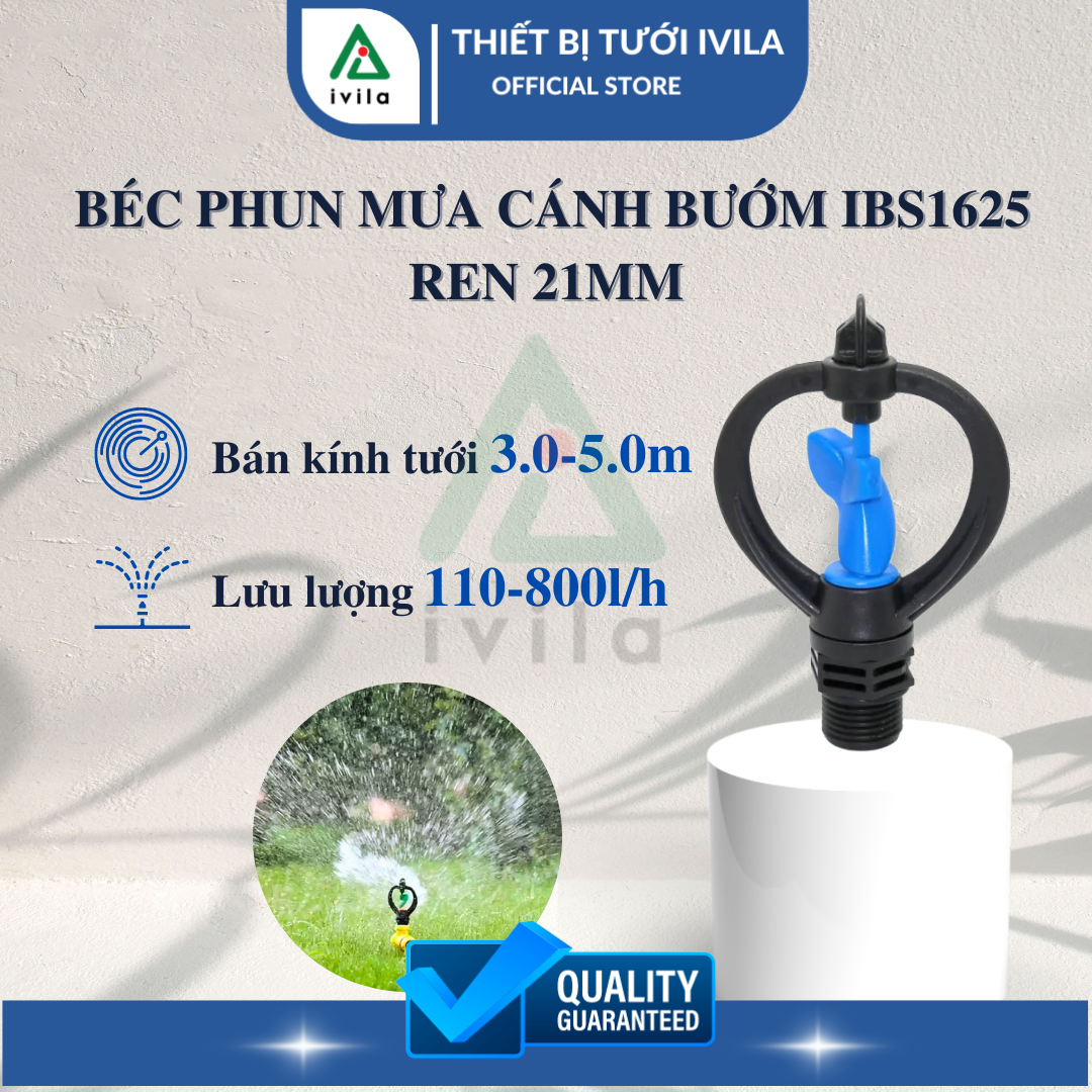 Béc phun mưa cánh bướm IBS1625 ren 21mm thân xoay, béc xoay phun tưới vườn, tưới rau, tưới cây, béc tưới phun mưa, béc tưới 360 độ