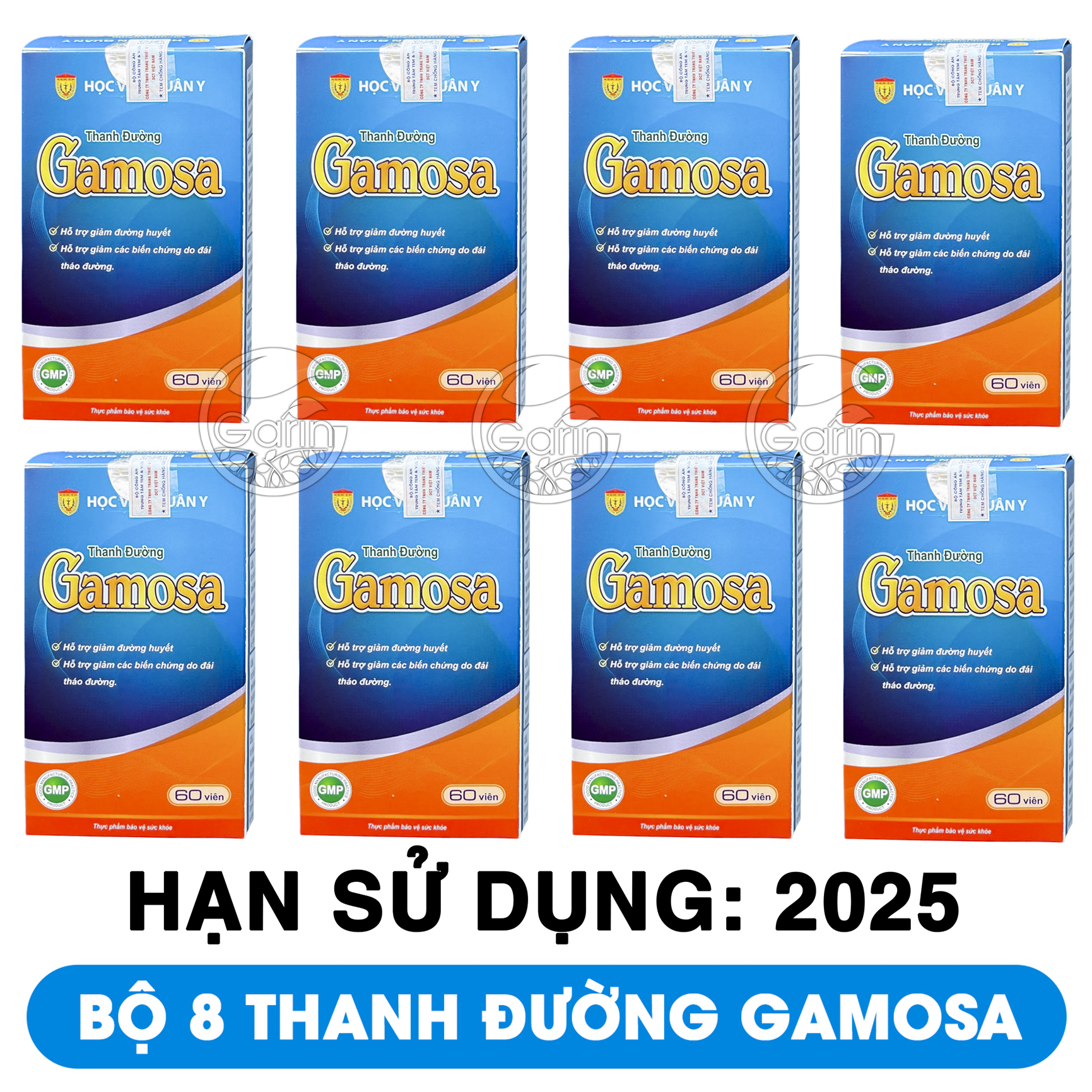 Bộ 8 hộp thanh đường gamosa Học Viện Quân Y 60 viên x8 ổn định đường huyết giảm biến chứng dành cho người bị tiểu đường hoặc muốn ngăn ngừa tiểu đường Mỹ Phẩm Sỉ Emer