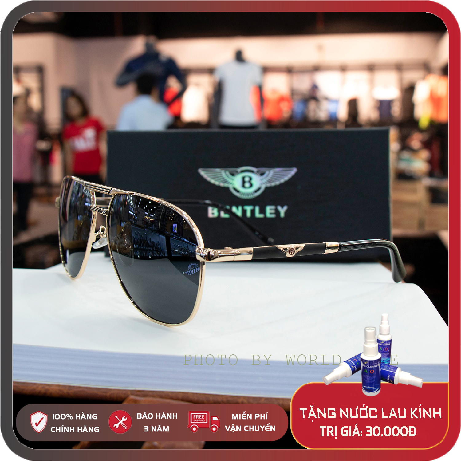 Kính mát nam cao cấp Bent88 Full Box thẻ BH 12 tháng tròng Polarized chống chói chống loá