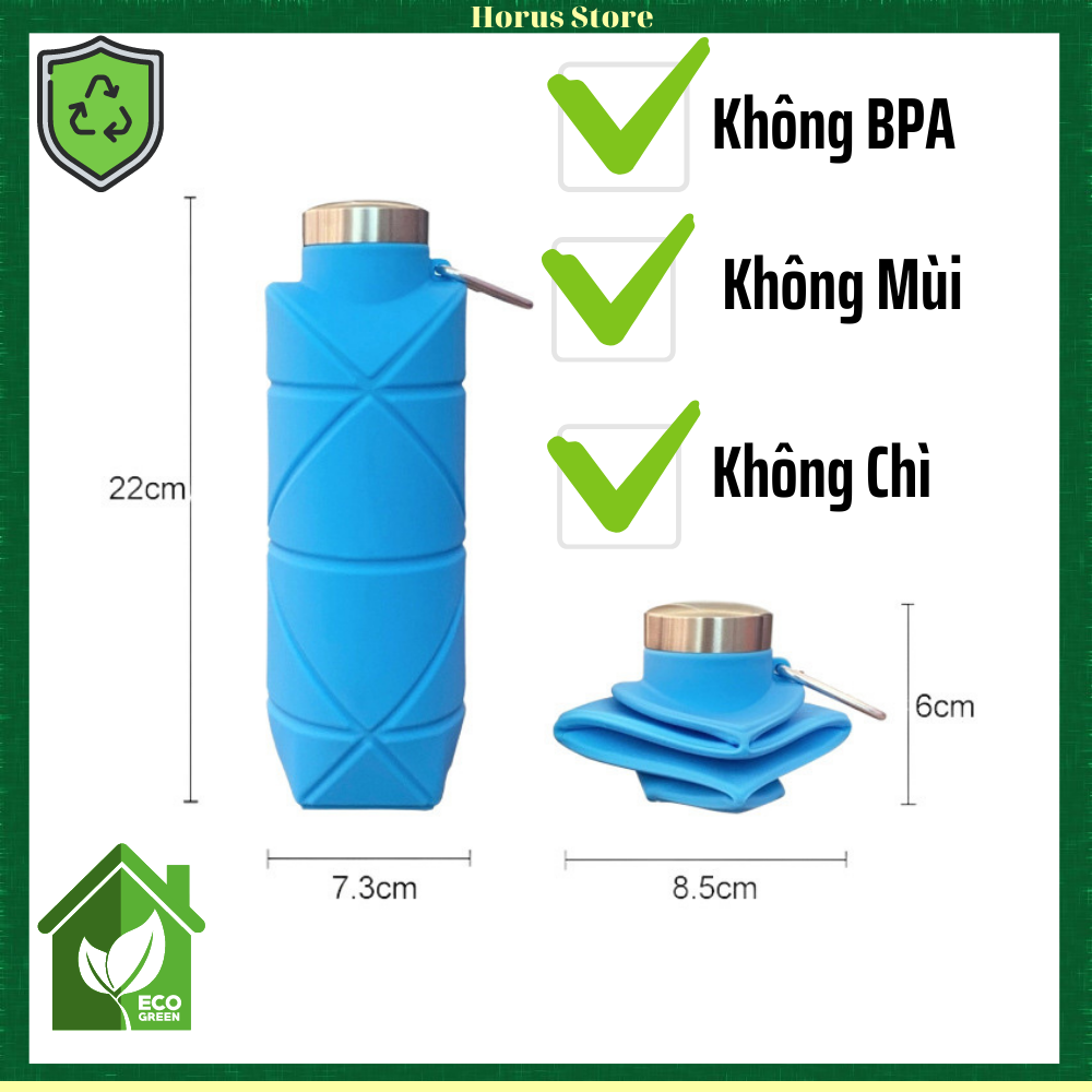Bình Nước Gym Gấp Gọn Silicon 700ml Cao Cấp Cầm Tay Thông Minh Dễ Mang Đi Du Lịch Dã Ngoại - 7