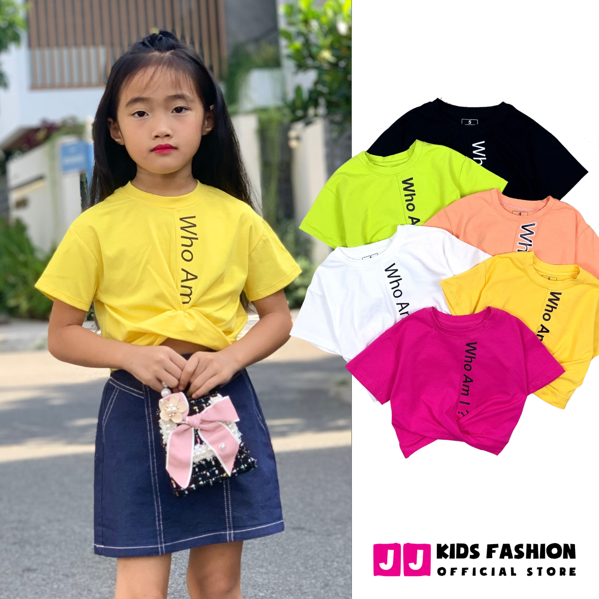 Áo thun croptop cho bé gái, áo phông croptop bé gái cao cấp cộc tay full size | FREESHIP MAX - JJ Kids Fashion