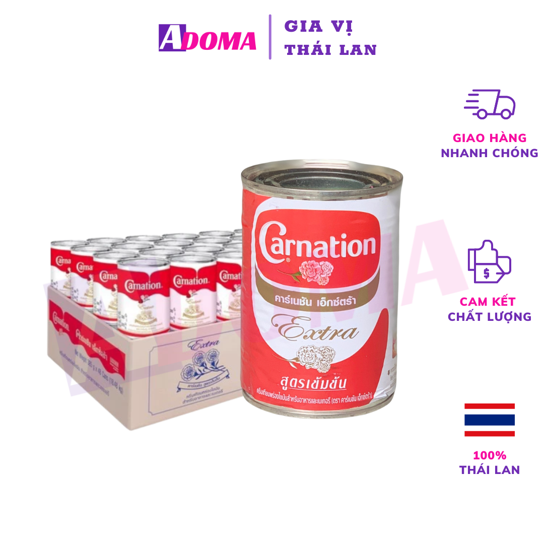 Sữa béo Carnation Extra sữa tươi không đường có xuất xứ Thái Lan vị béo ngậy thơm 385G