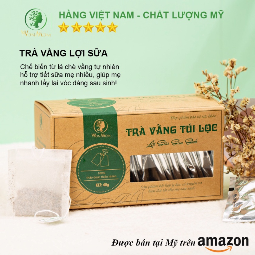 Combo 2 Hộp trà vằng túi lọc giảm eo lợi sữa Wonmom