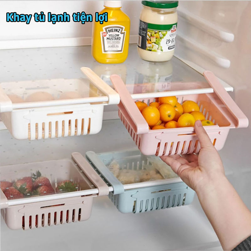 Khay, kệ nhựa lúa mạch để đồ trong tủ lạnh, giúp tiết kiệm không gian tủ, giúp tủ gọn gàng ngăn nắp