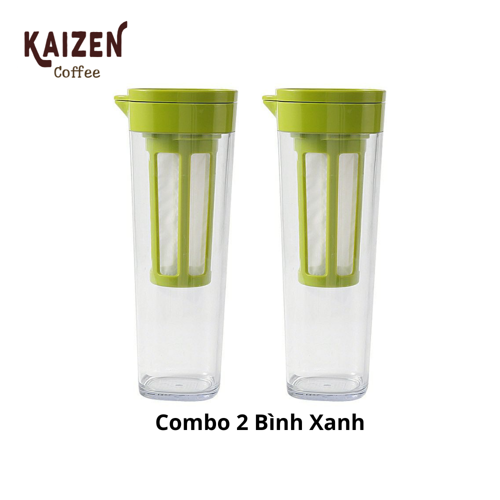 Combo 2 bình xanh pha cafe cold brew nhựa nguyên sinh abs 1.1l - kaizen coffee