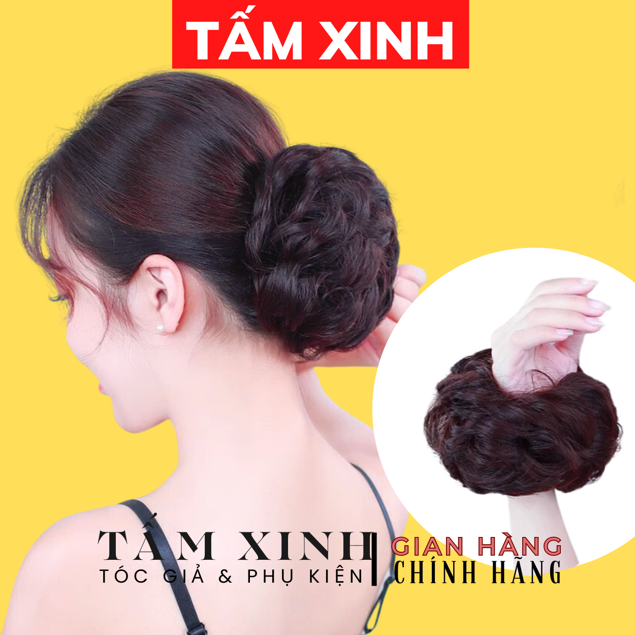 Búi tóc giả trung niên nữ dầy đẹp thời trang - búi tóc giả