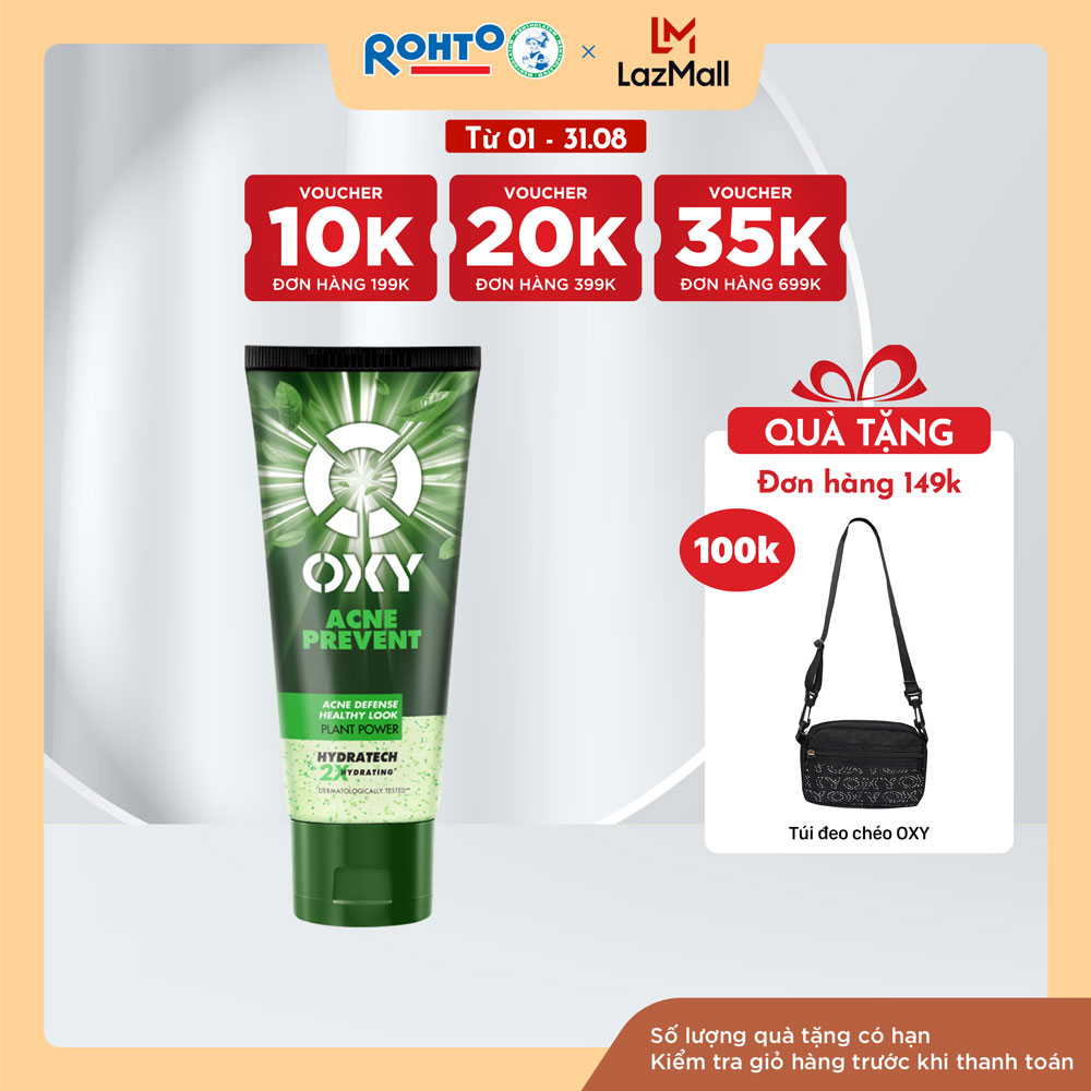 Sữa rửa mặt cho nam Oxy sạch sâu ngừa mụn, dạng gel Oxy Acne Prevent 100g
