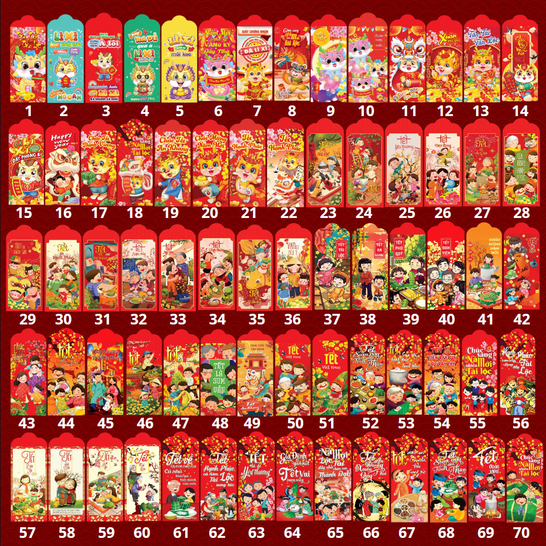 Sỉ 2000 lì xì may mắn tết 2023 giấy cmat120 120msg