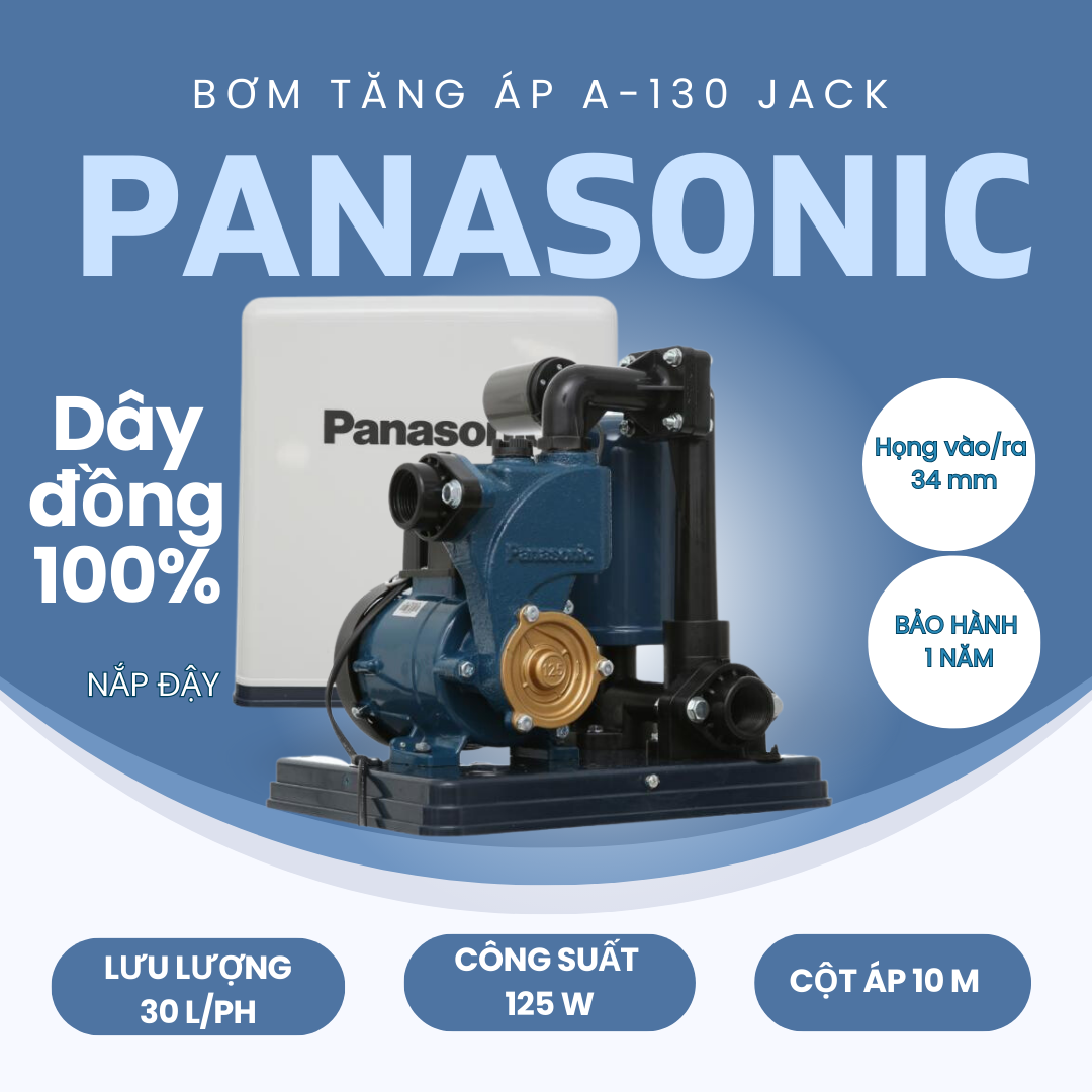 Máy bơm tăng áp đặt ngoài trời panasonic a-130jack 125w