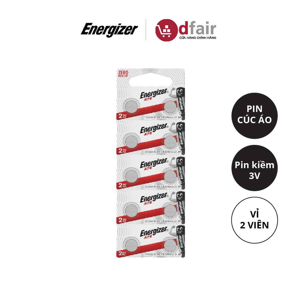 Vỉ 10 Viên Pin Cúc Áo Energizer A76 BP2X5 - 101053997