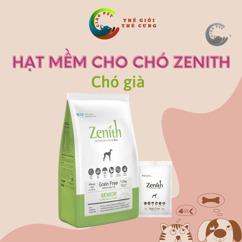 1.2kg Thức Ăn Cho Chó Zenith - Hạt Mềm Cho Chó Già - Rất Thơm Ngon Và Bổ