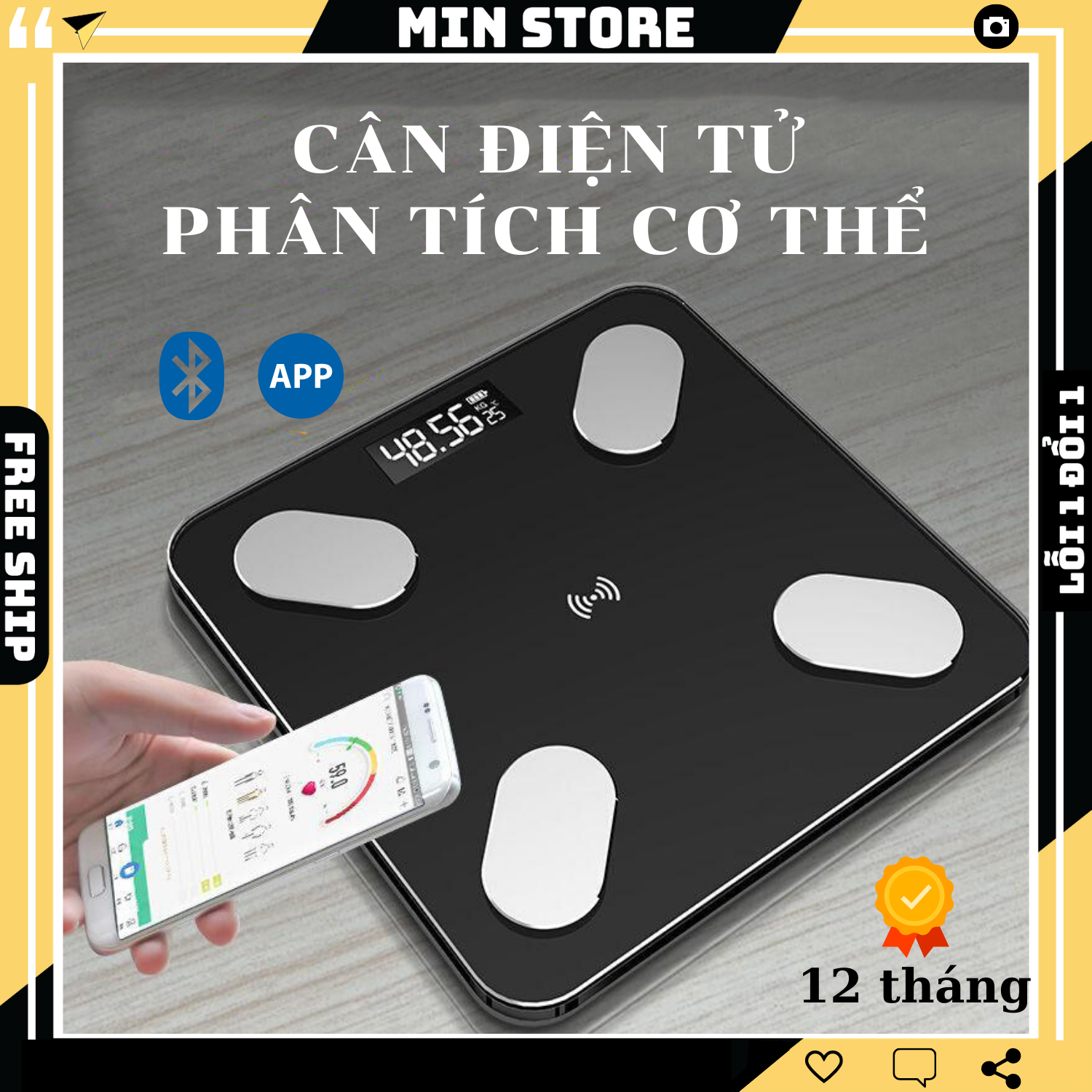Cân Điện Tử Thông Minh - Kết Nối Bluetooth - Có APP Theo Dõi - Chính Hãng Personal Scale ( Pin Sạc )
