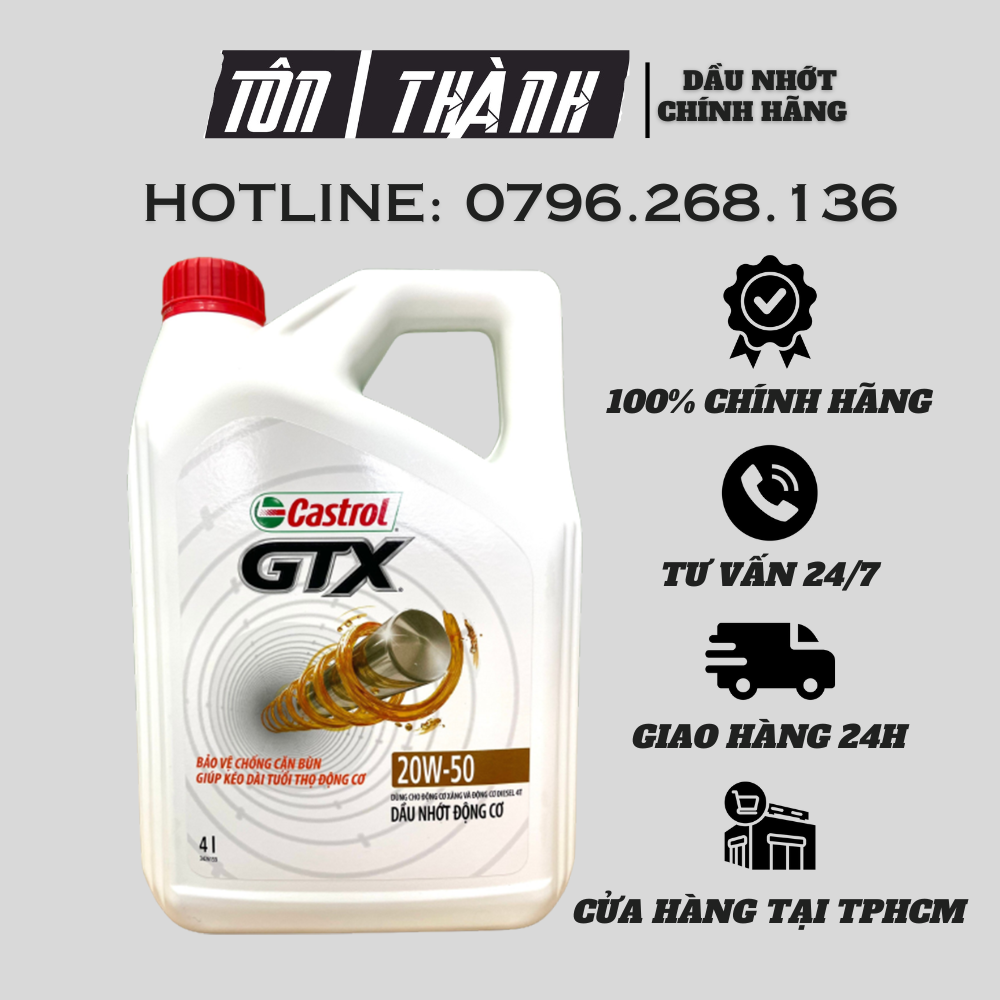 Dầu nhớt động cơ cao cấp dành cho ô tô castrol gtx 20w-50