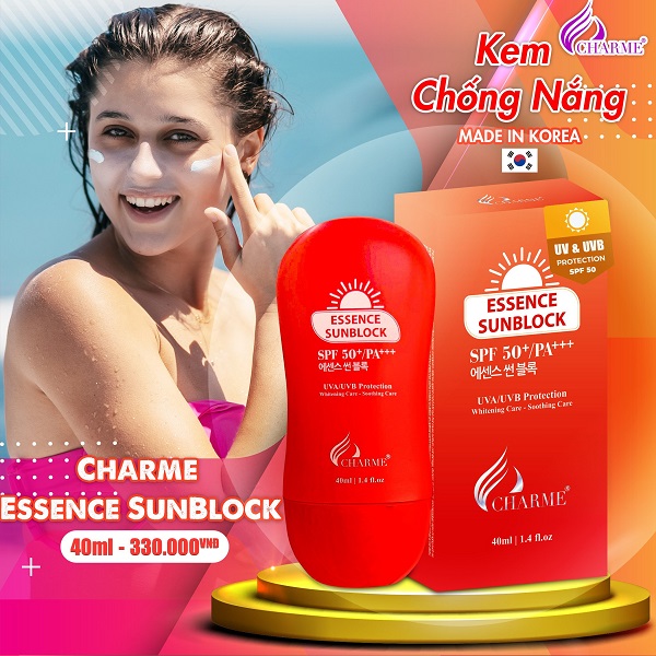 Kem chống nắng vật lý Char.me Essence Sunblock SPF 50+ /PA+++ - Made in Hàn Quốc (40ML)