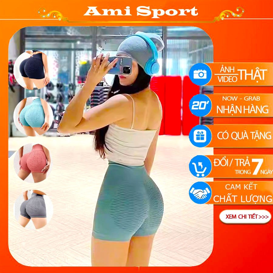 Quần tập gym nữ ngắn siêu tôn dáng, vải mịn đẹp co giãn 4 chiều thoáng mát, thấm hút mồ hôi B14
